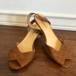 Emerson Fry 40 9 Slingback Brown Tan HTF Heel Sandal Emersonmade
